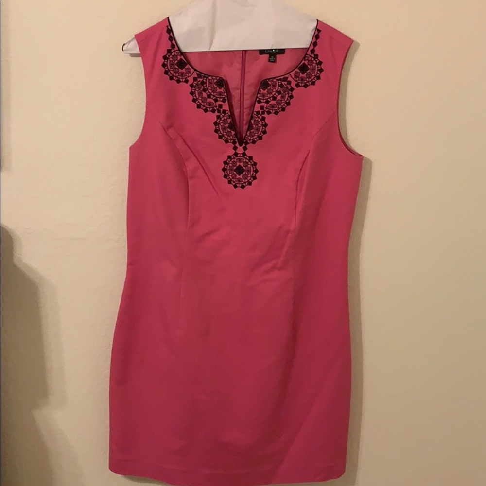 Pink and black embroidered Dress